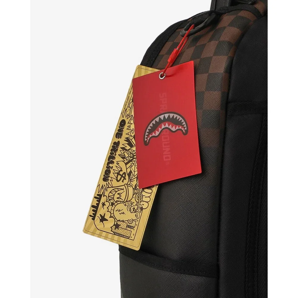 Sprayground Shark Central Backpack Unisex OS Brown Checkered Top Handle SPR292